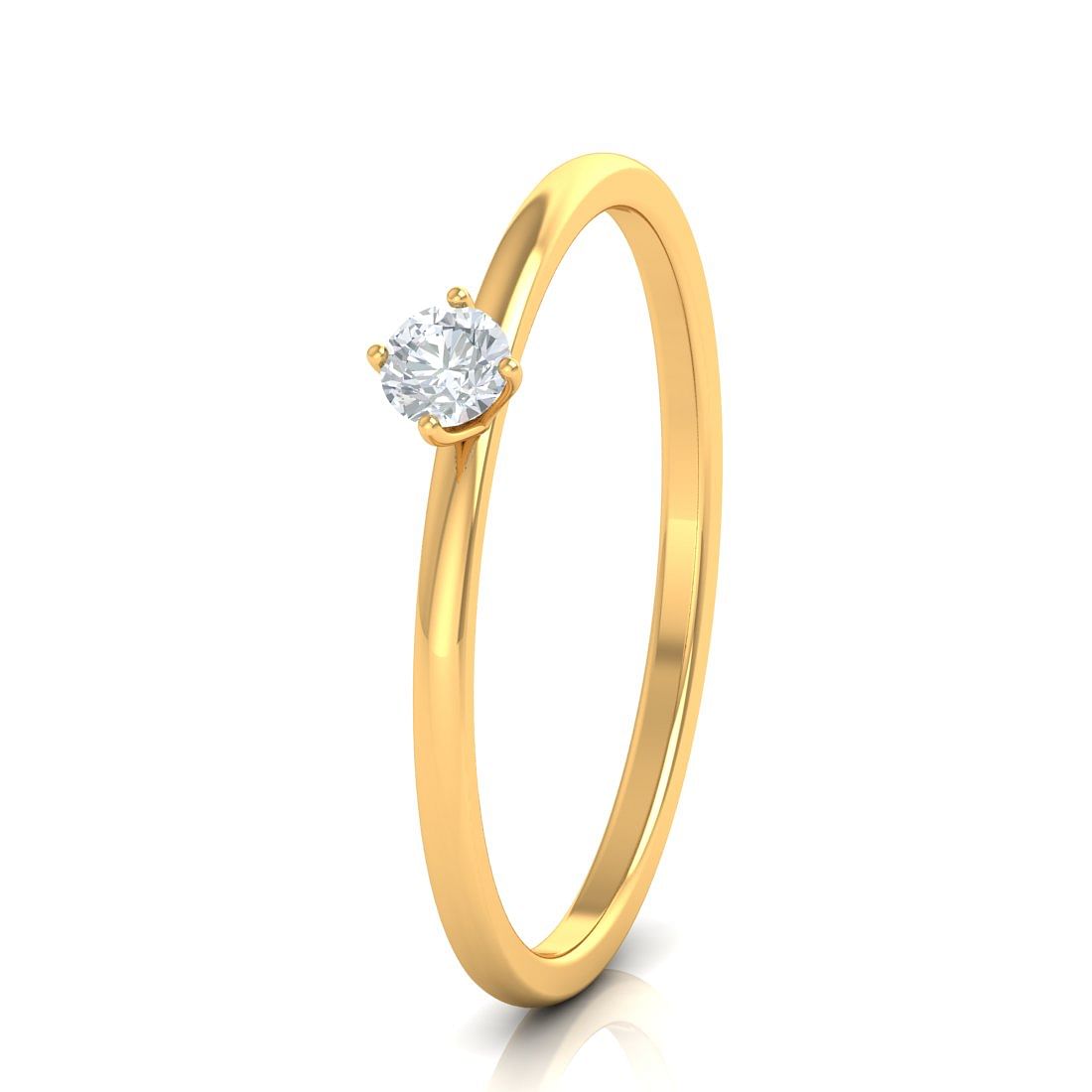single stone diamond solitaire yellow gold ring for women
