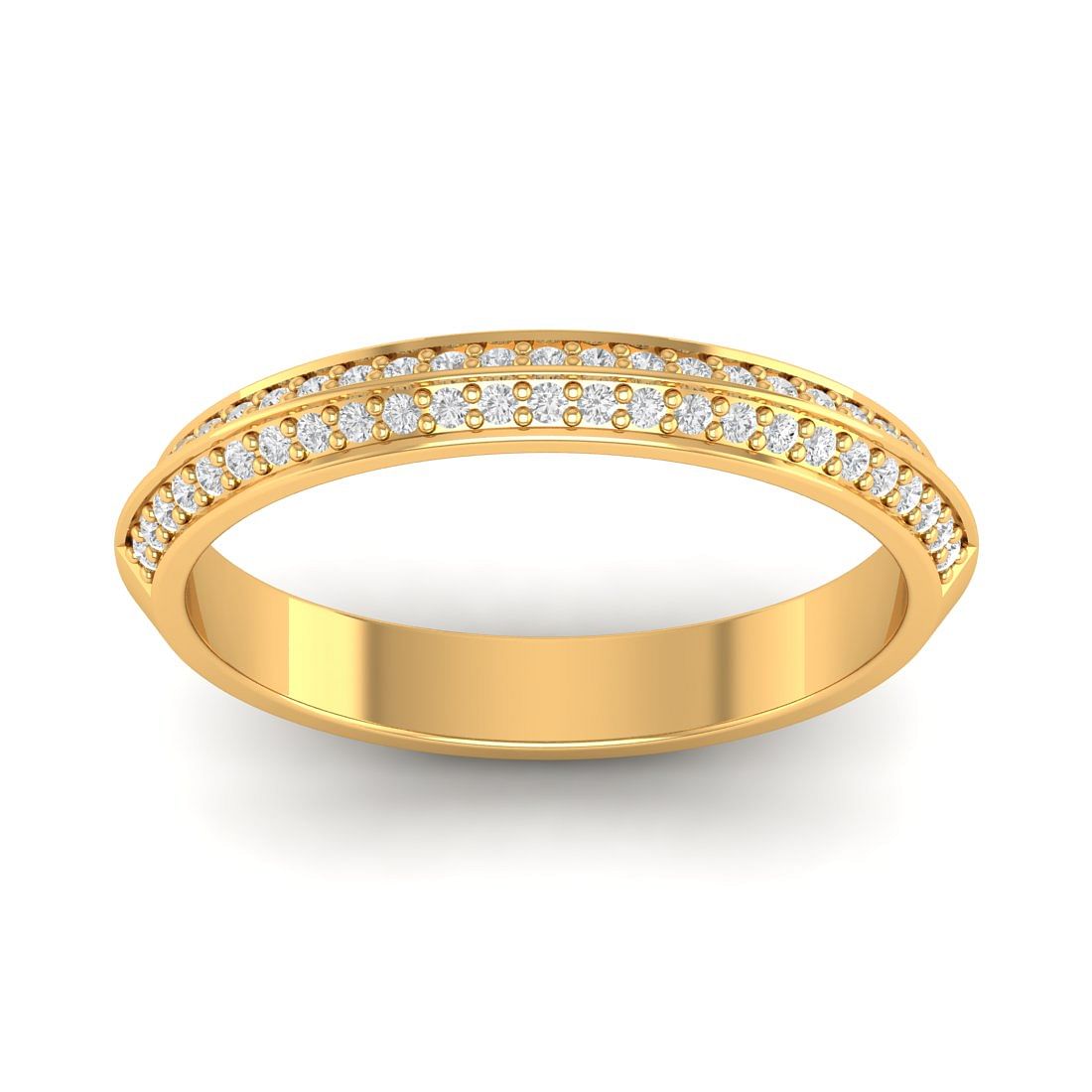 Chanchal band style yellow gold diamond ring for women