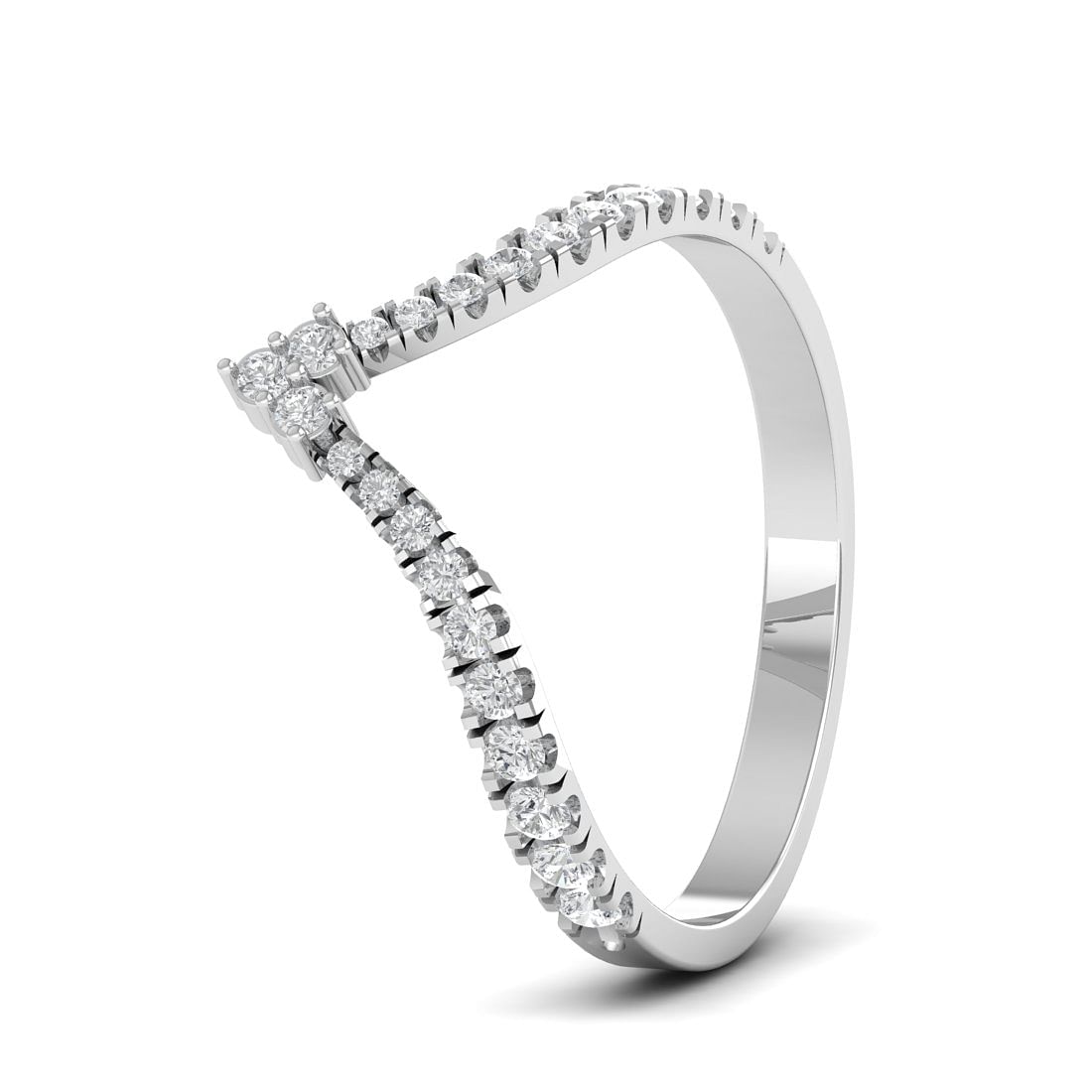 V Wave White Gold Diamond Ring