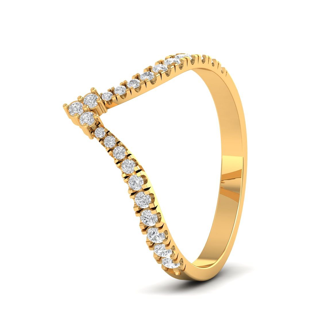 V Wave Yellow Gold Diamond Ring