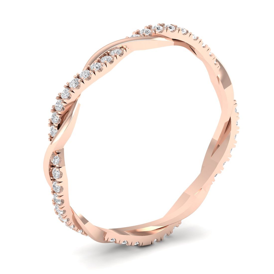Twisted Rose Gold Diamond Ring For Women