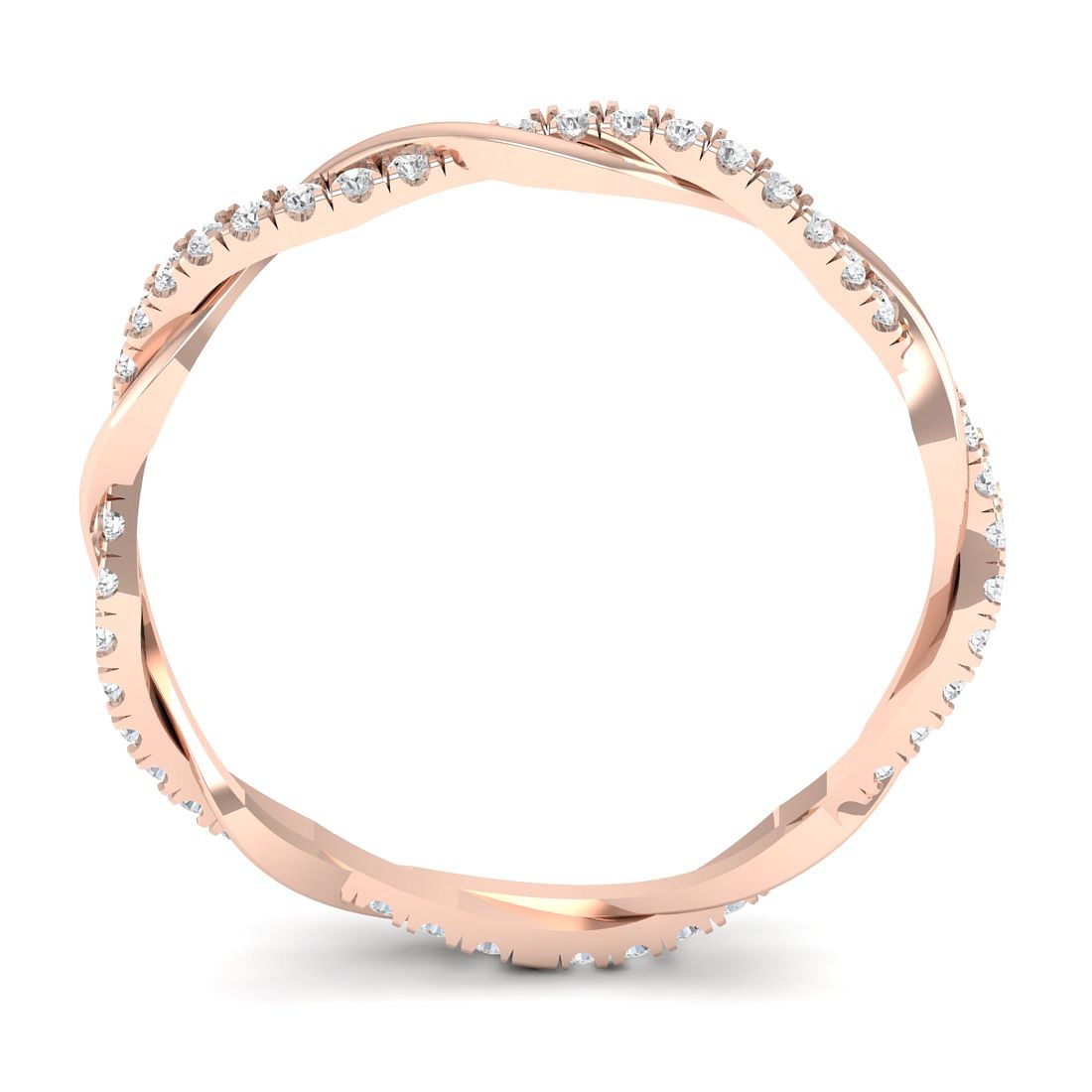 Twisted Rose Gold Diamond Ring For Women