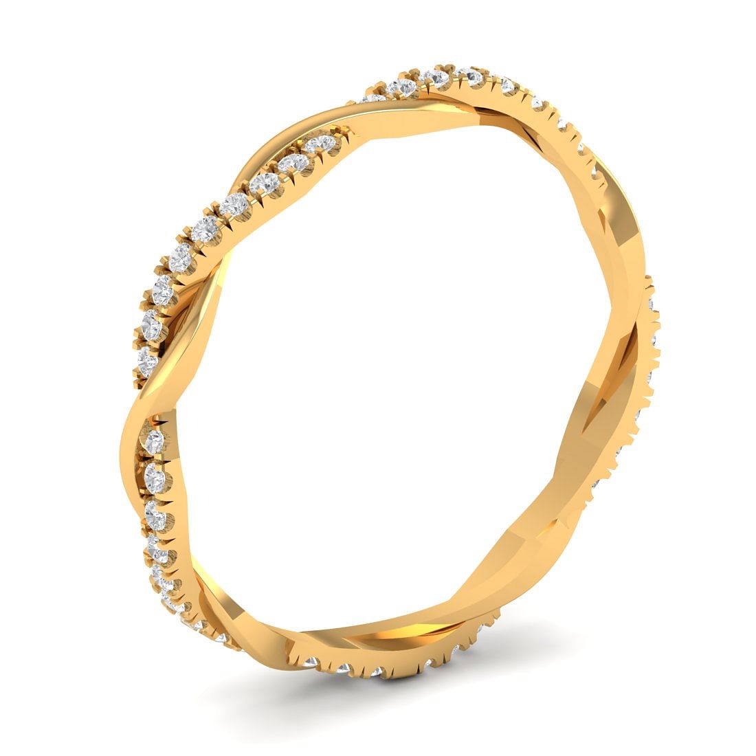 Twisted Yellow Gold Diamond Ring For Women