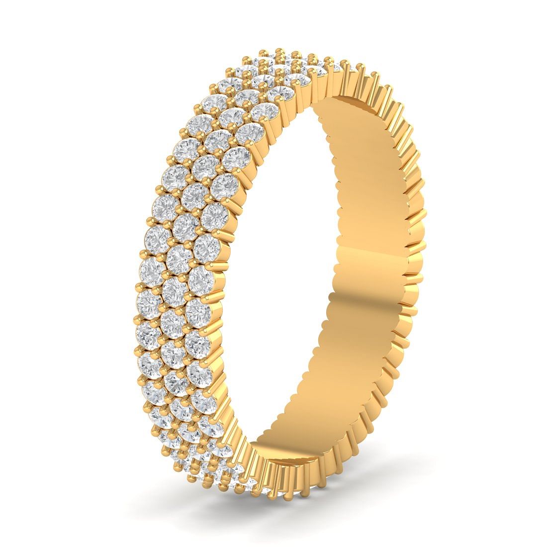 Three Layer Eternity Style Yellow Gold Diamond Ring