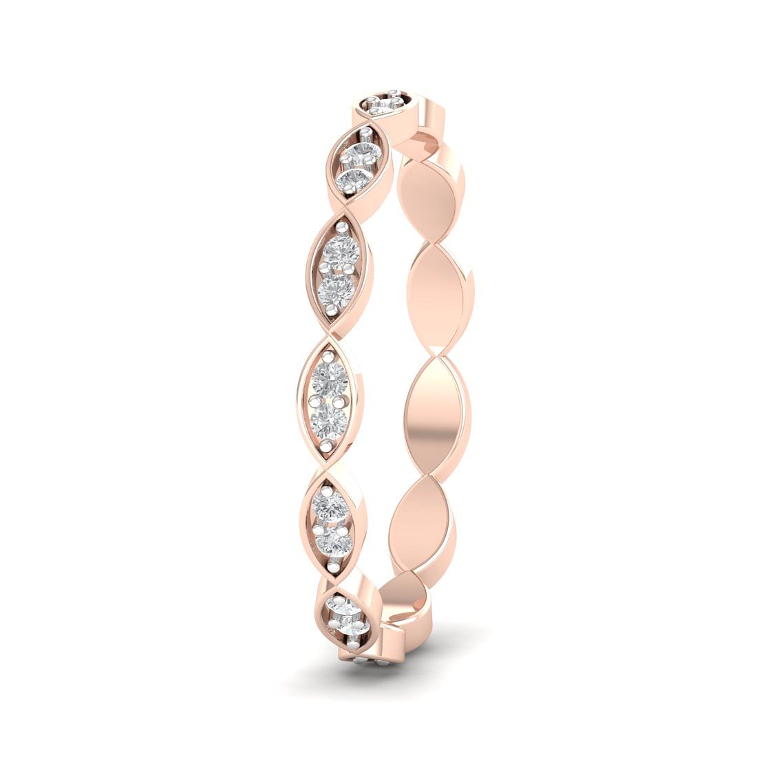 petal design rose gold diamond ring for women