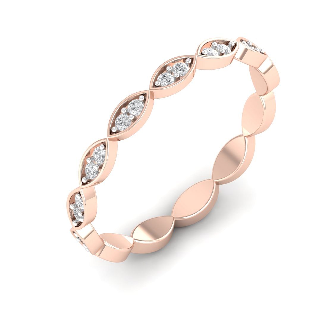 petal design rose gold diamond ring for women
