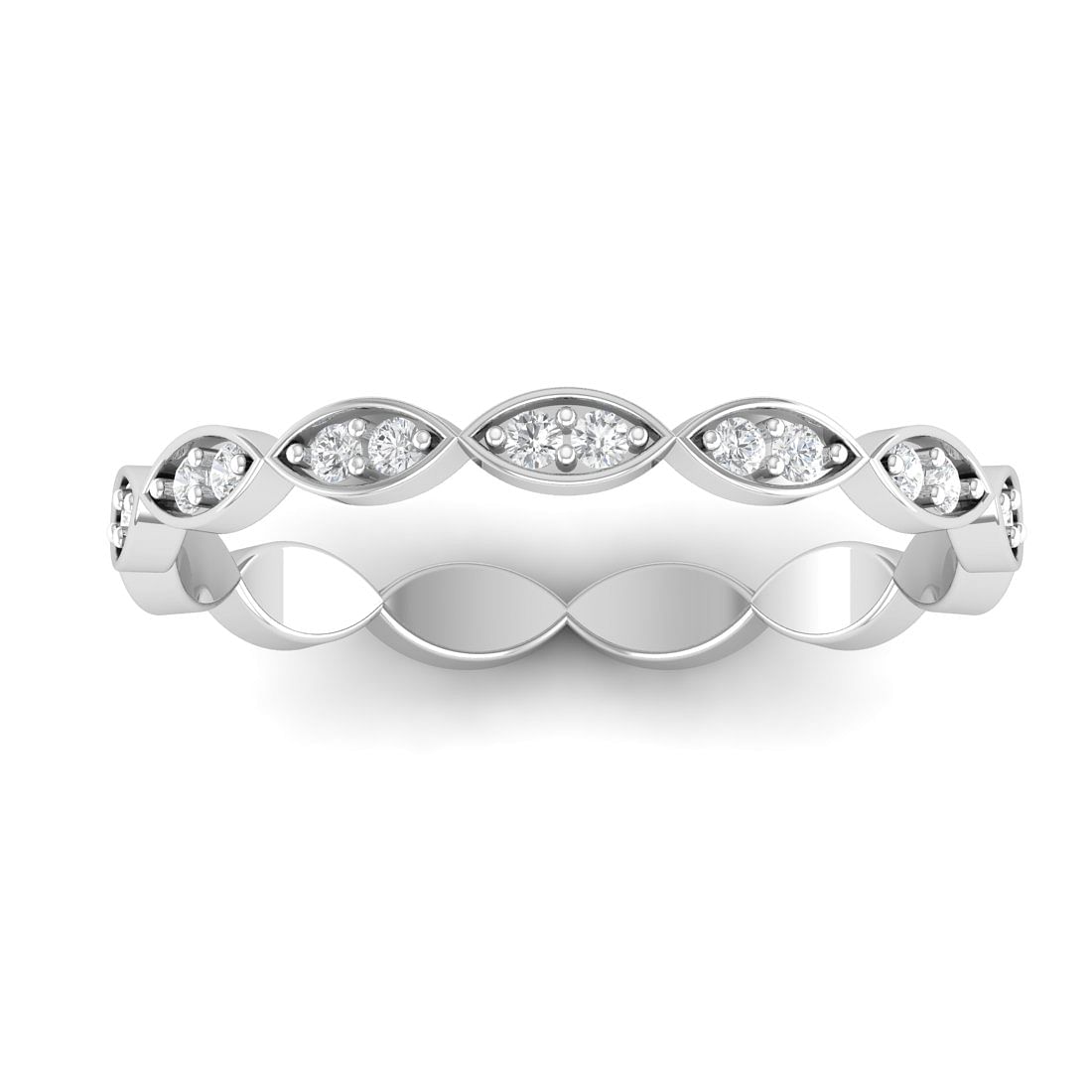 petal design white gold diamond ring for women