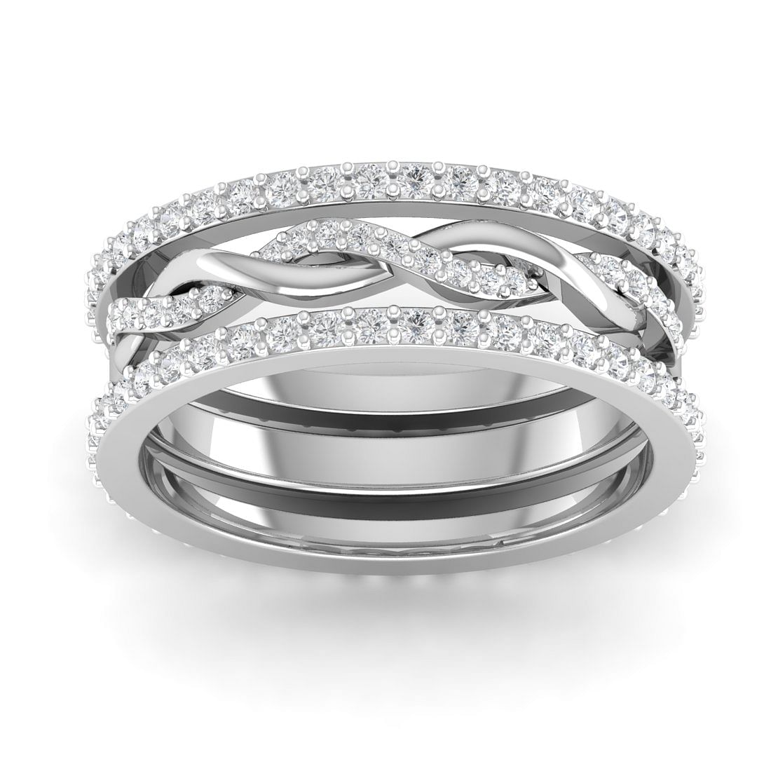 Twisted Layer White Gold Eternity Ring For Women