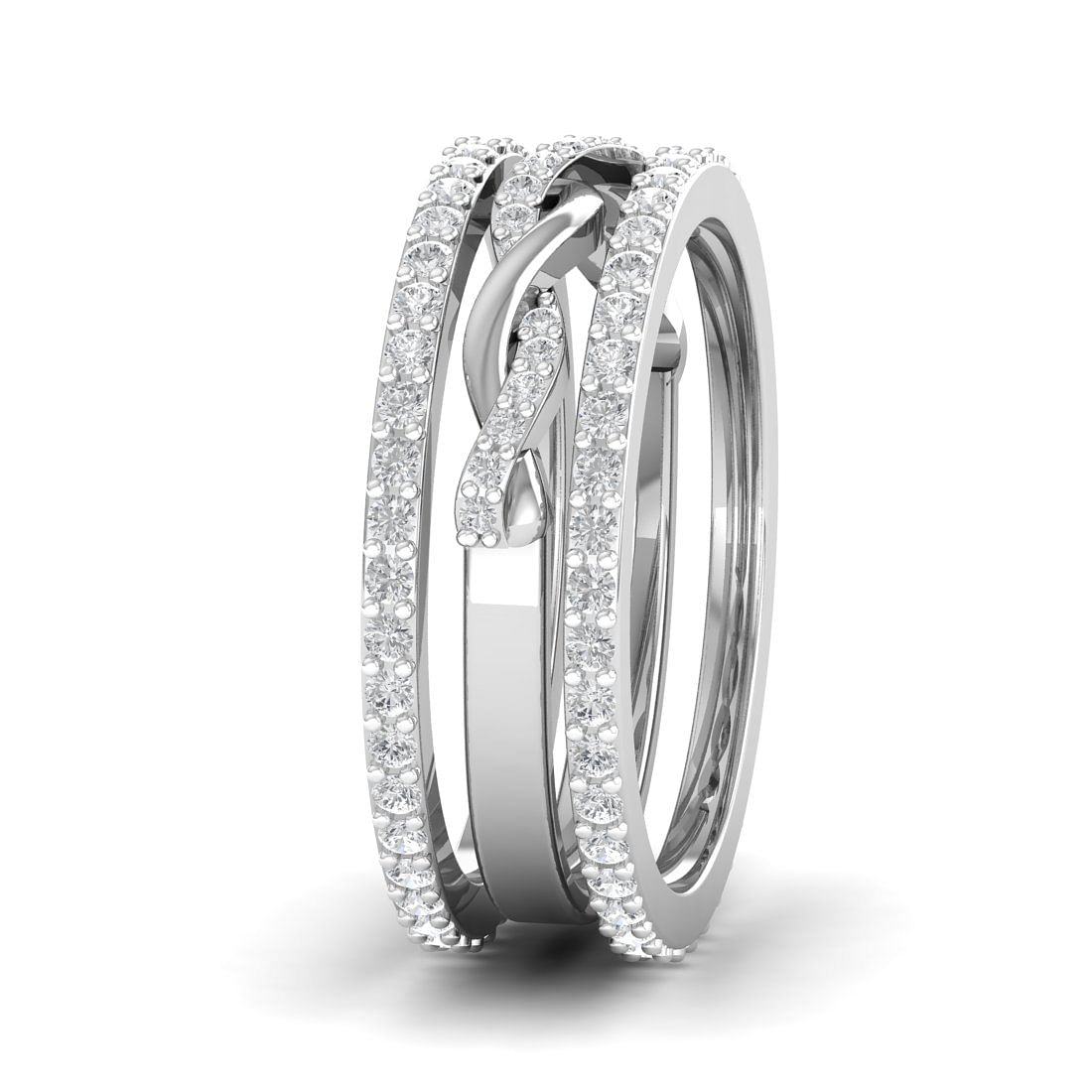 Twisted Layer White Gold Eternity Ring For Women