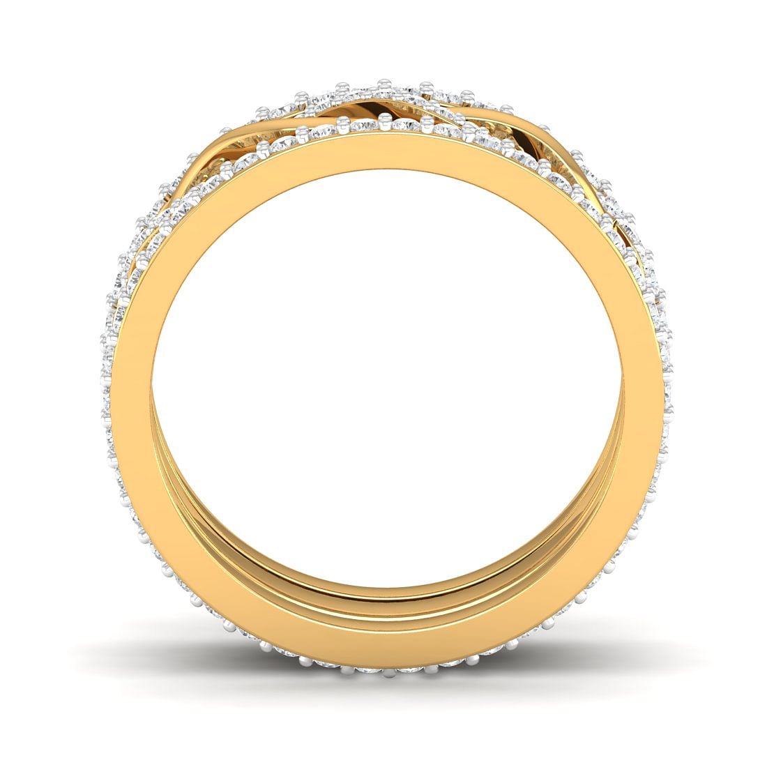 Twisted Layer Yellow Gold Eternity Ring For Women