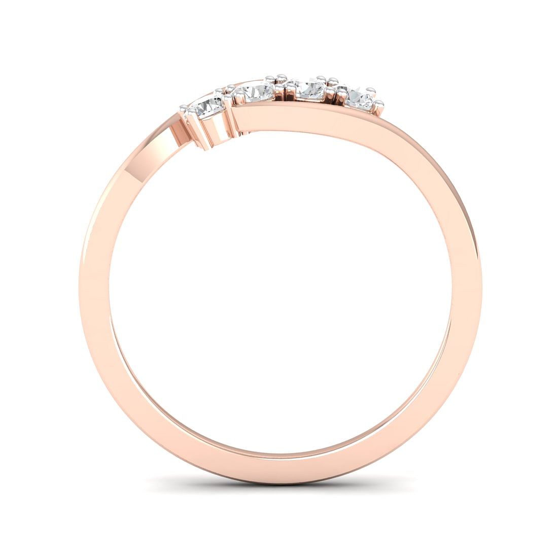 Four Diamond Twisted Rose Gold Ring For Ladies