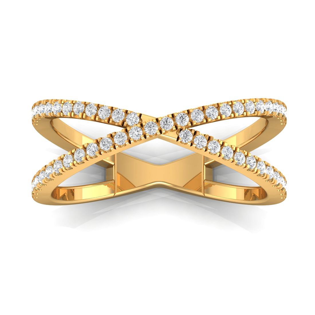 Cross Eternity Yellow Gold Diamond Ring For Women