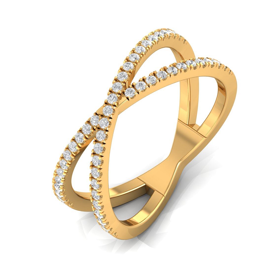 Cross Eternity Yellow Gold Diamond Ring For Women