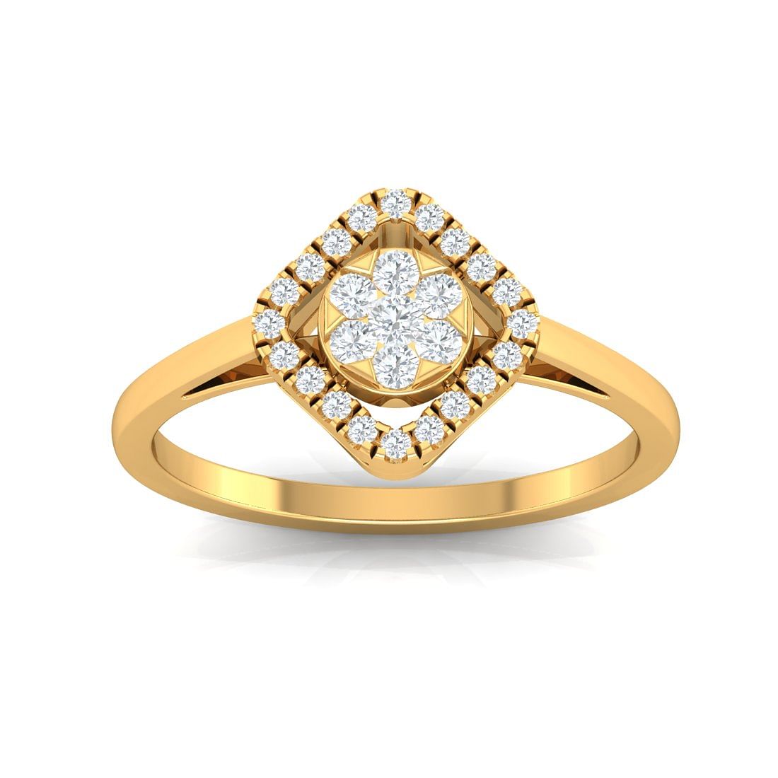 Yellow Gold Oaklie Cluster Halo Diamond Ring