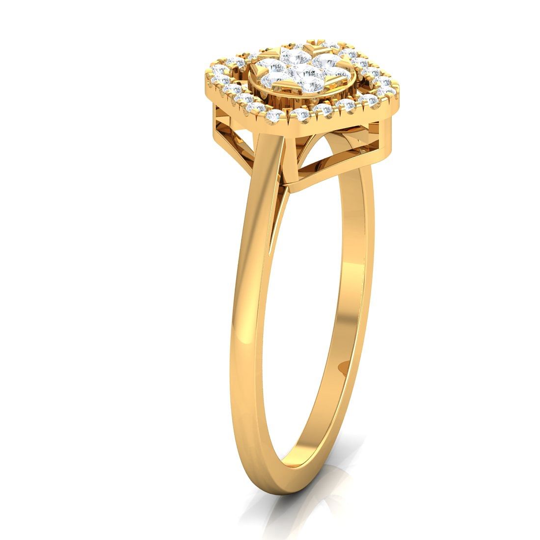 Yellow Gold Oaklie Cluster Halo Diamond Ring