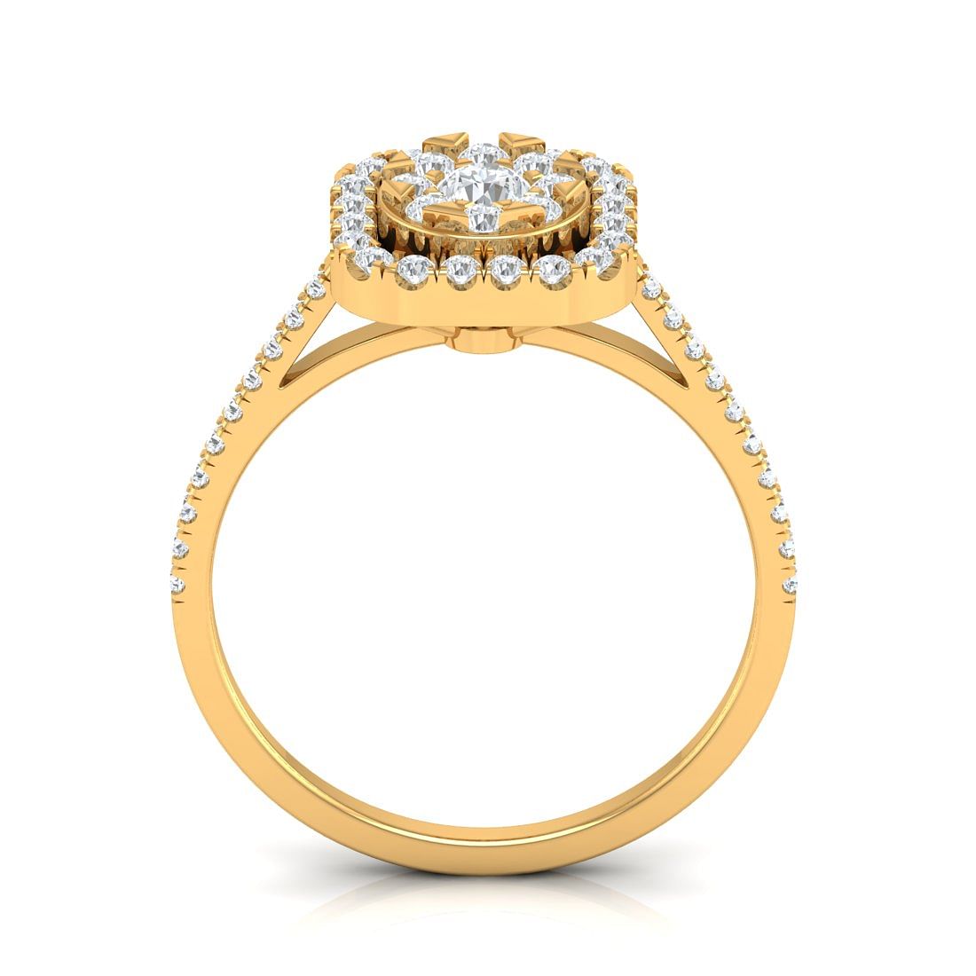 Yellow Gold Aisha Square Halo Ring For Women