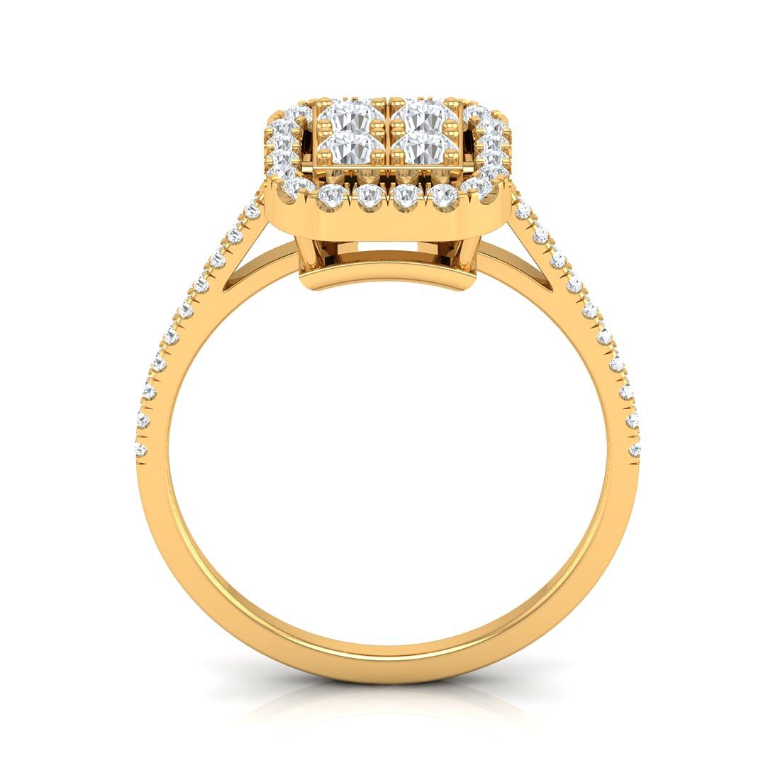 Yellow Gold Brisa Square Halo Ring For Her