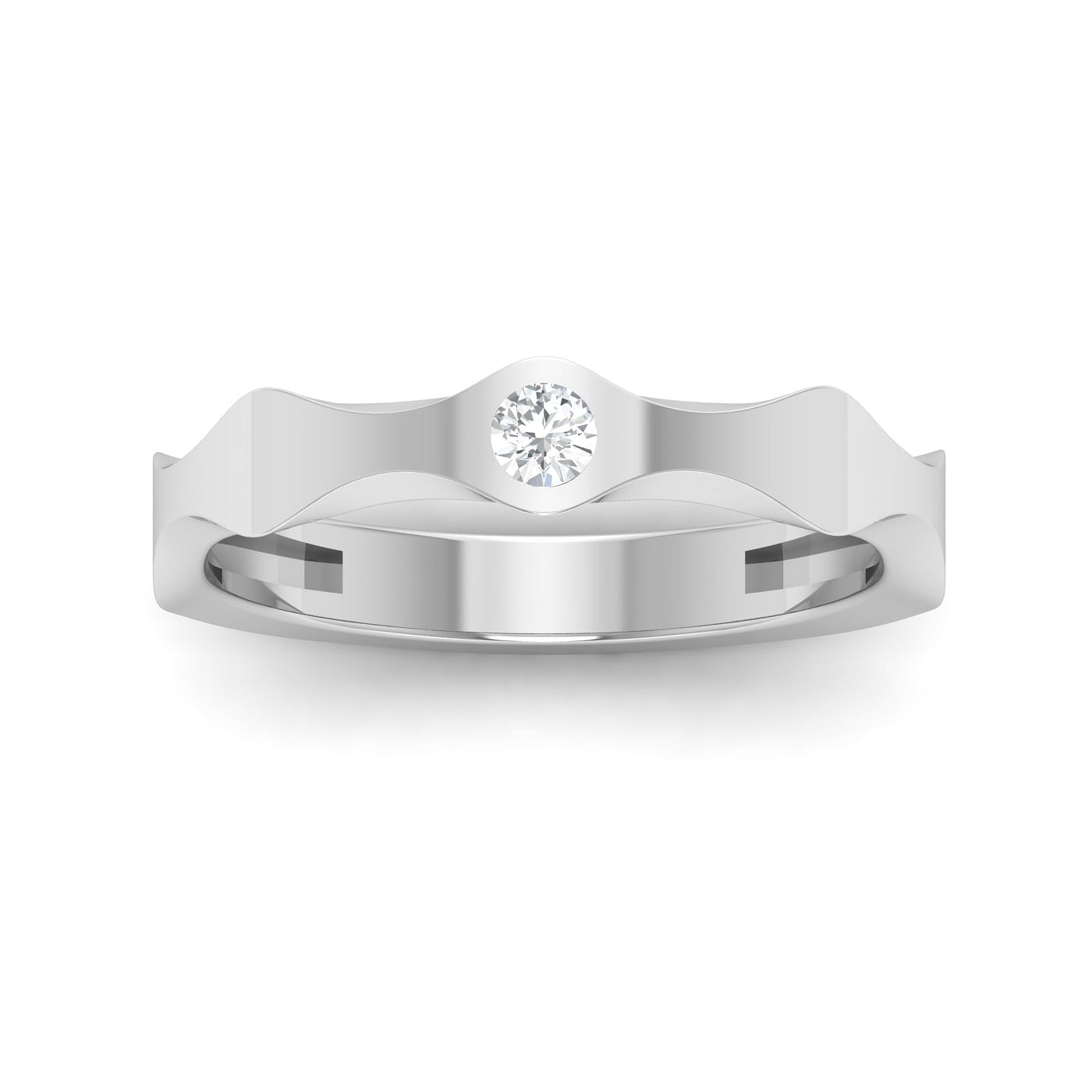 Wavy Couple Diamond Wedding Ring With White Gold