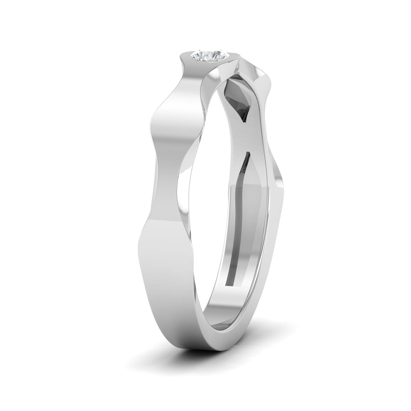 Wavy Couple Diamond Wedding Ring With White Gold
