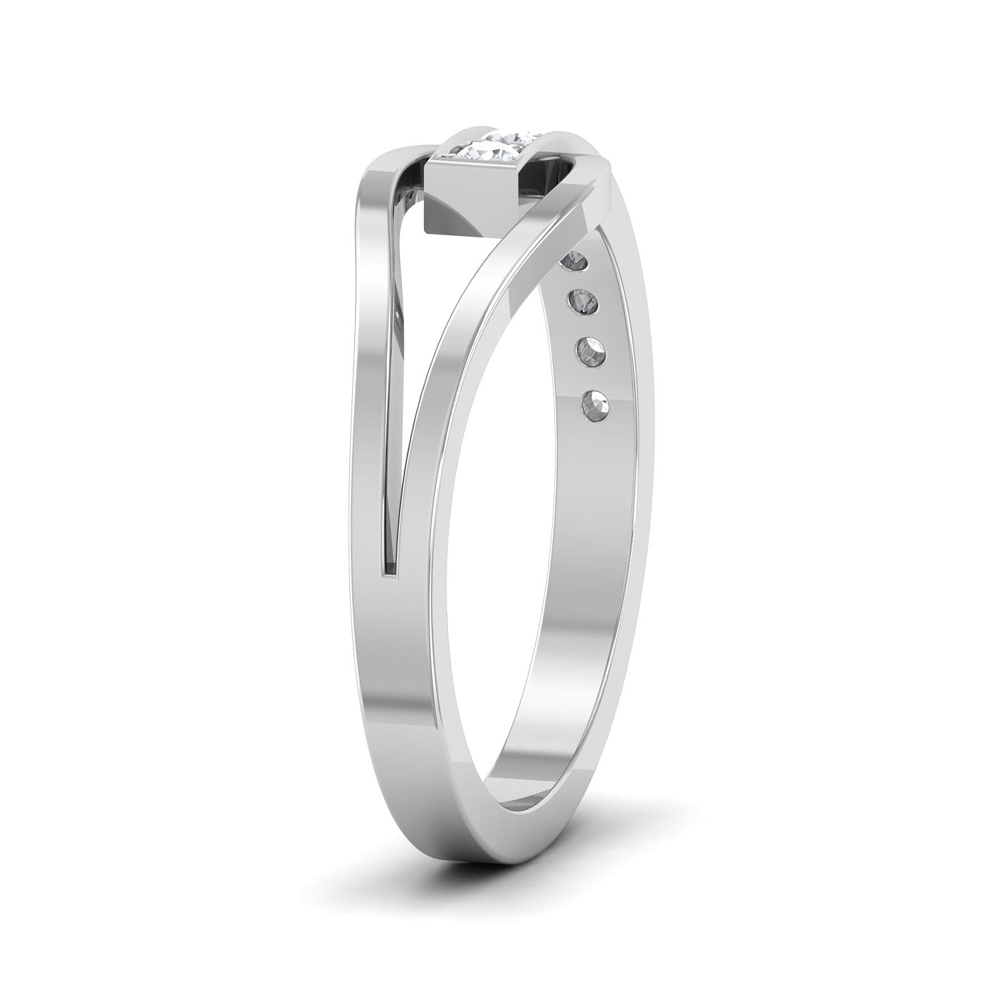 14k White Gold Hangout Couple Diamond Ring For Women