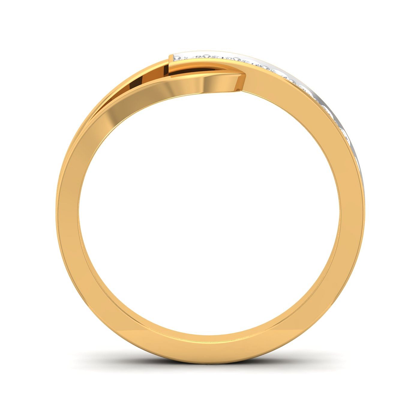 14k Yellow Gold Hangout Couple Diamond Ring For Women