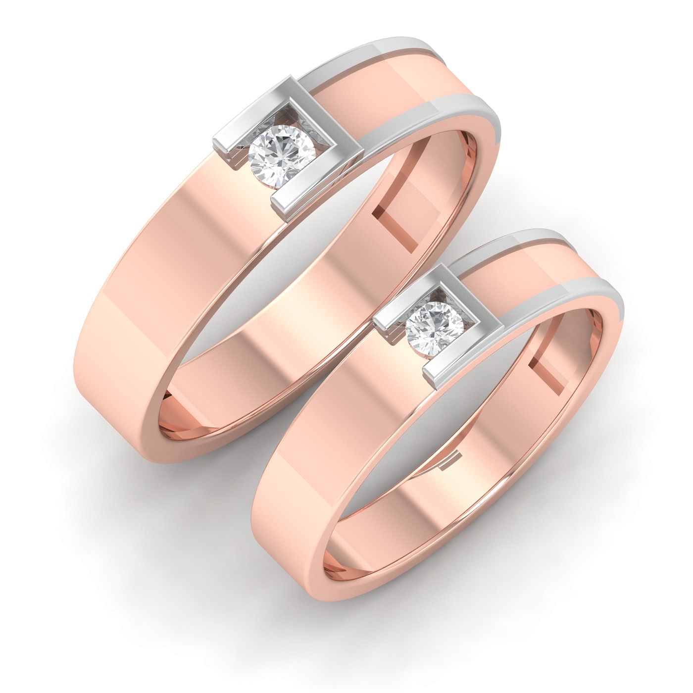 Carlo Protective Diamond Couple Band With Rose Gold
