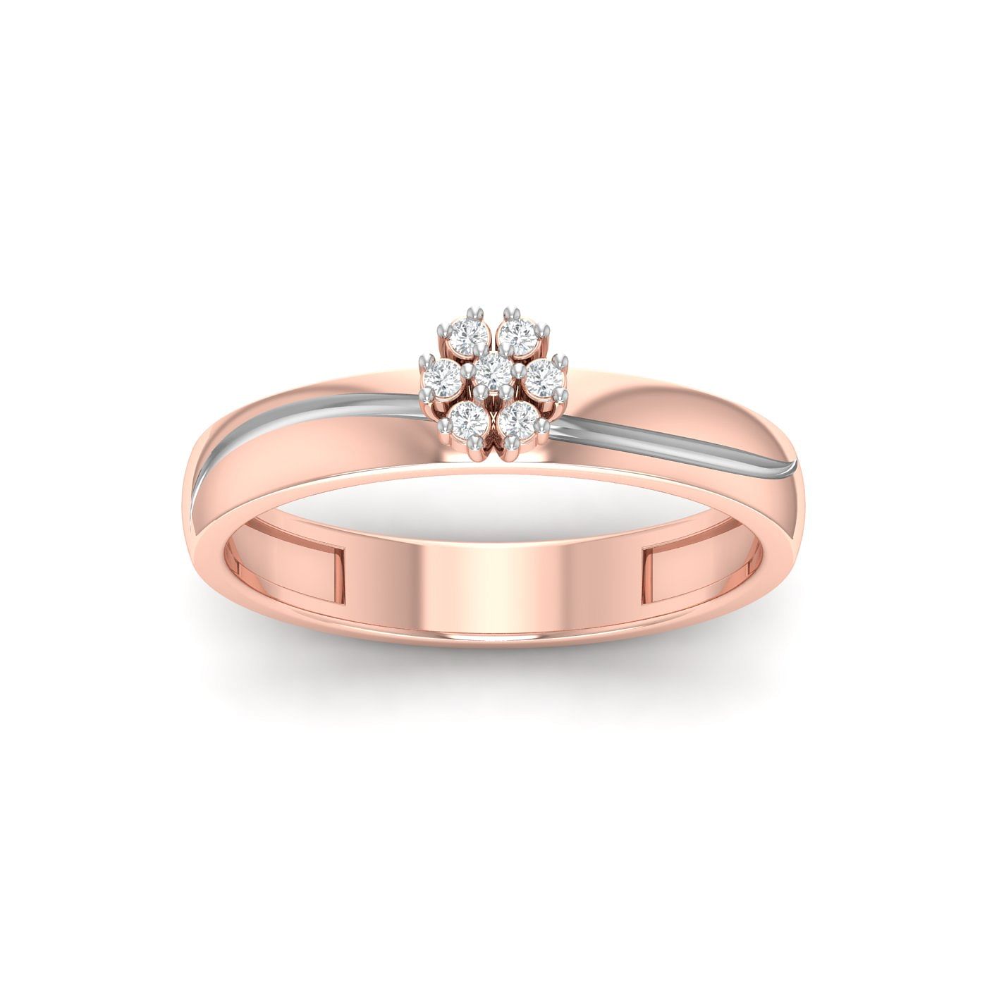 Solitaire style rose gold Wavy Diamond Couple Band