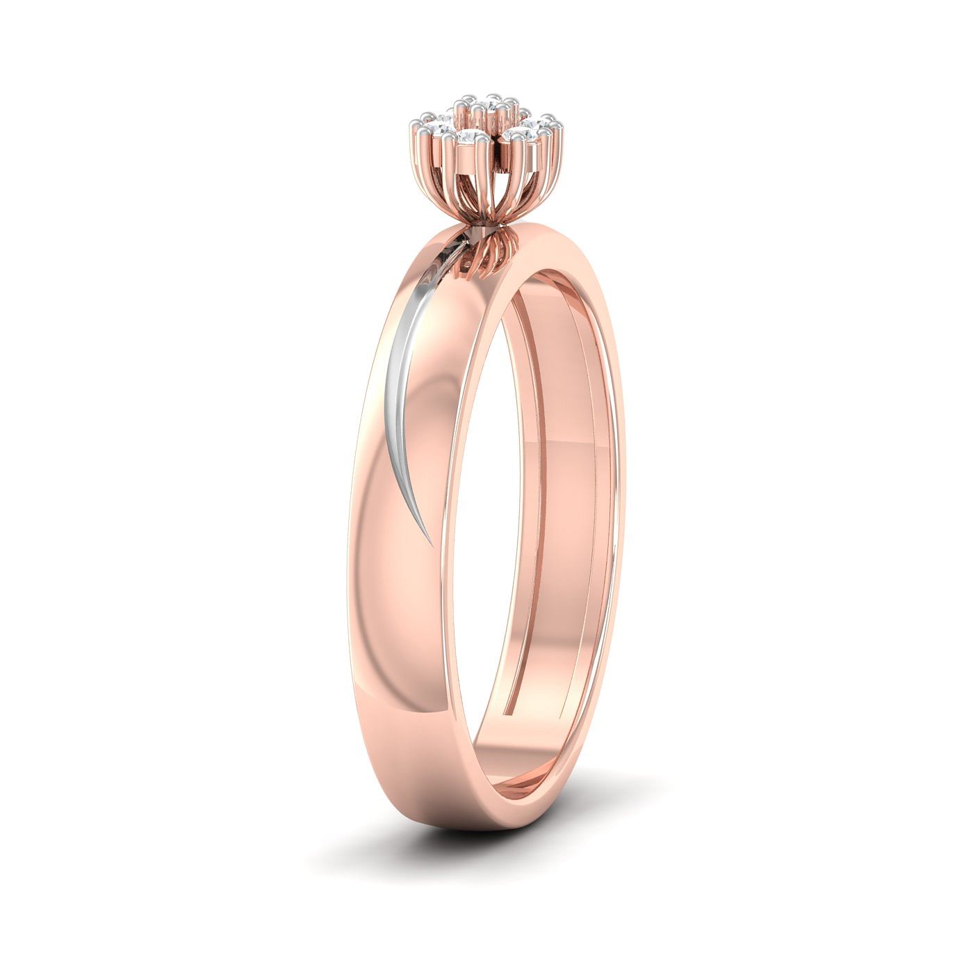 Solitaire style rose gold Wavy Diamond Couple Band