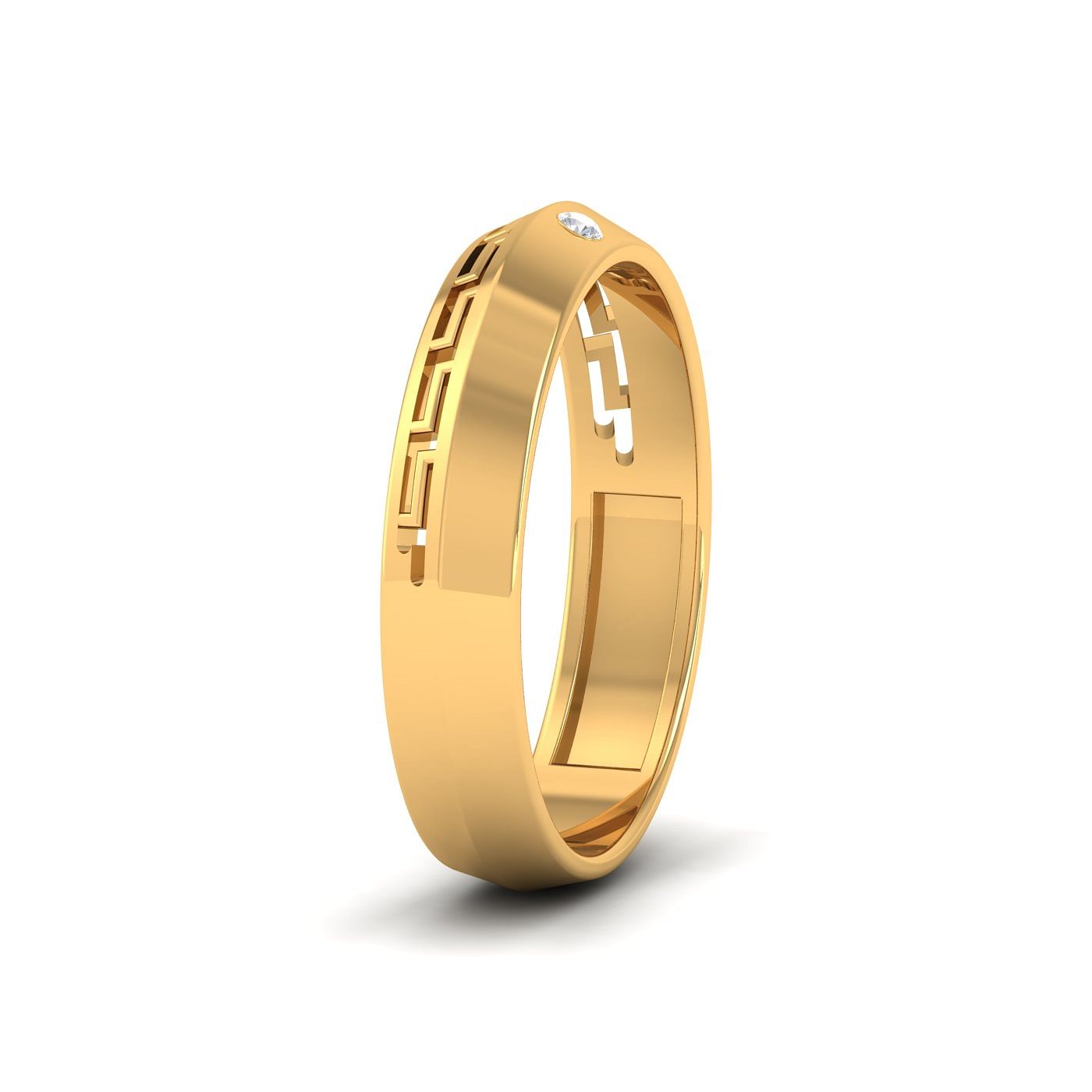 18k Yellow Gold Geo Couple Ring Band
