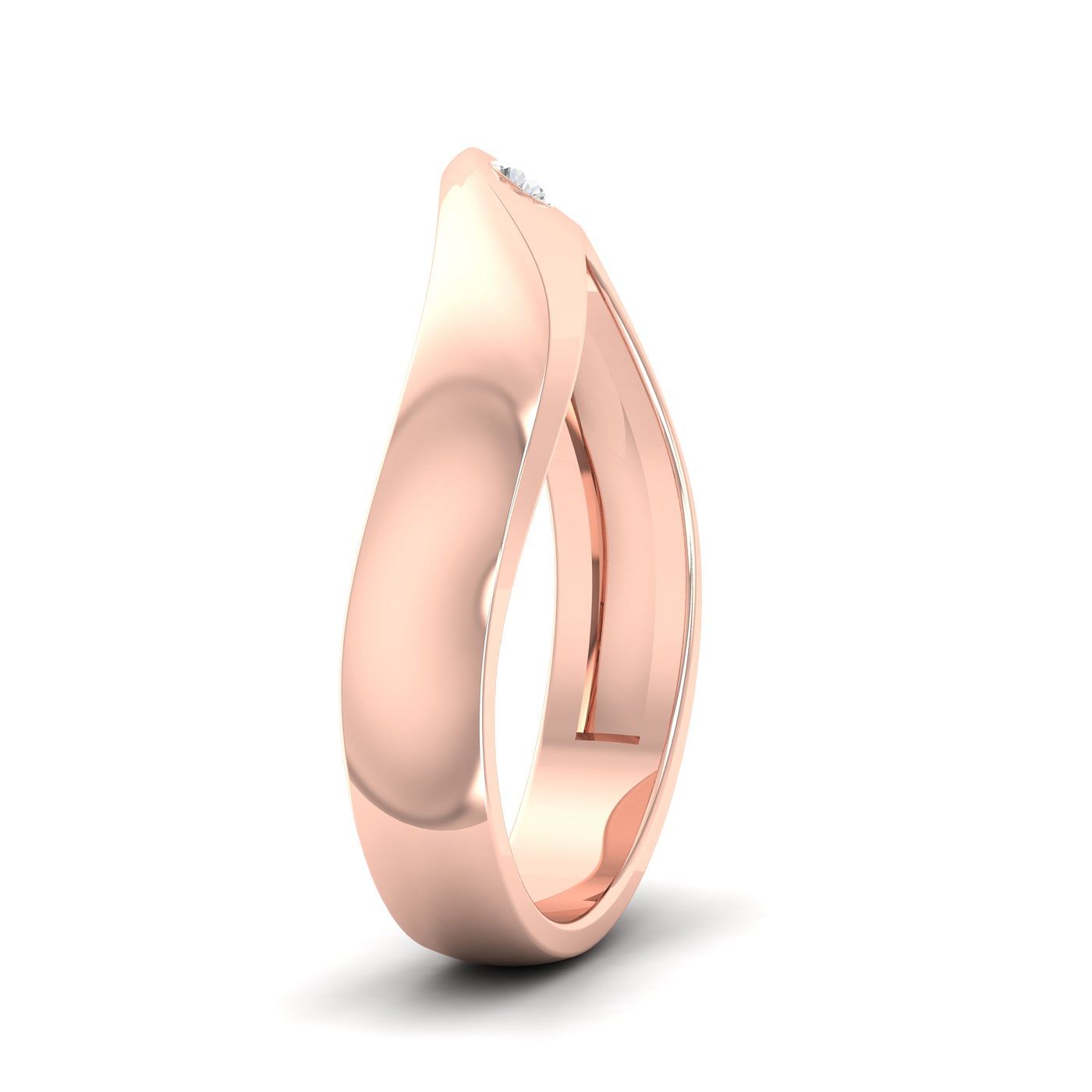 Rose Gold Ocean Single Diamond Couple Ring
