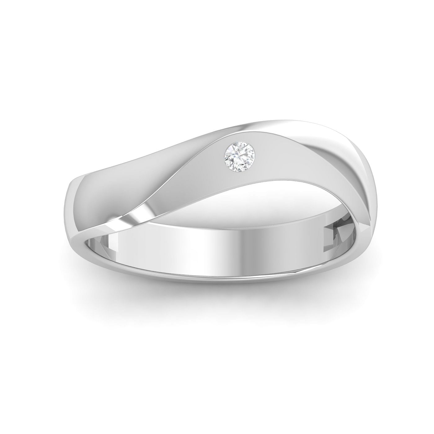 White Gold Ocean Single Diamond Couple Ring