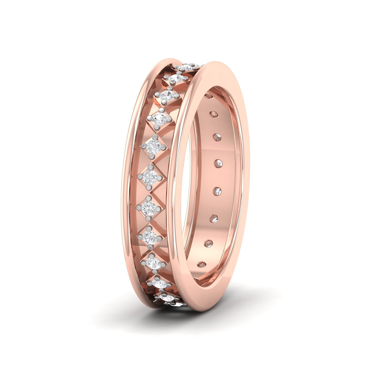 18k Rose gold couple band | Square Diamond Band For Couple