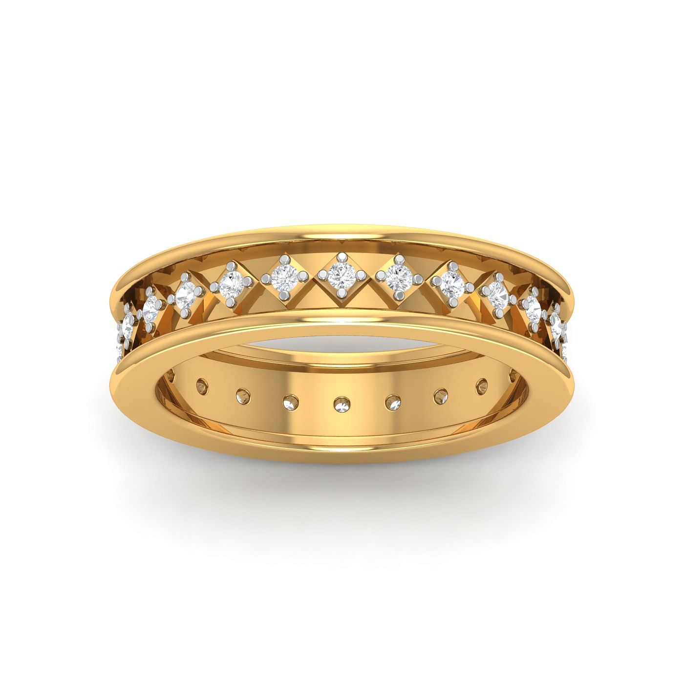 18k yellow gold couple band | Square Diamond Band For Couple