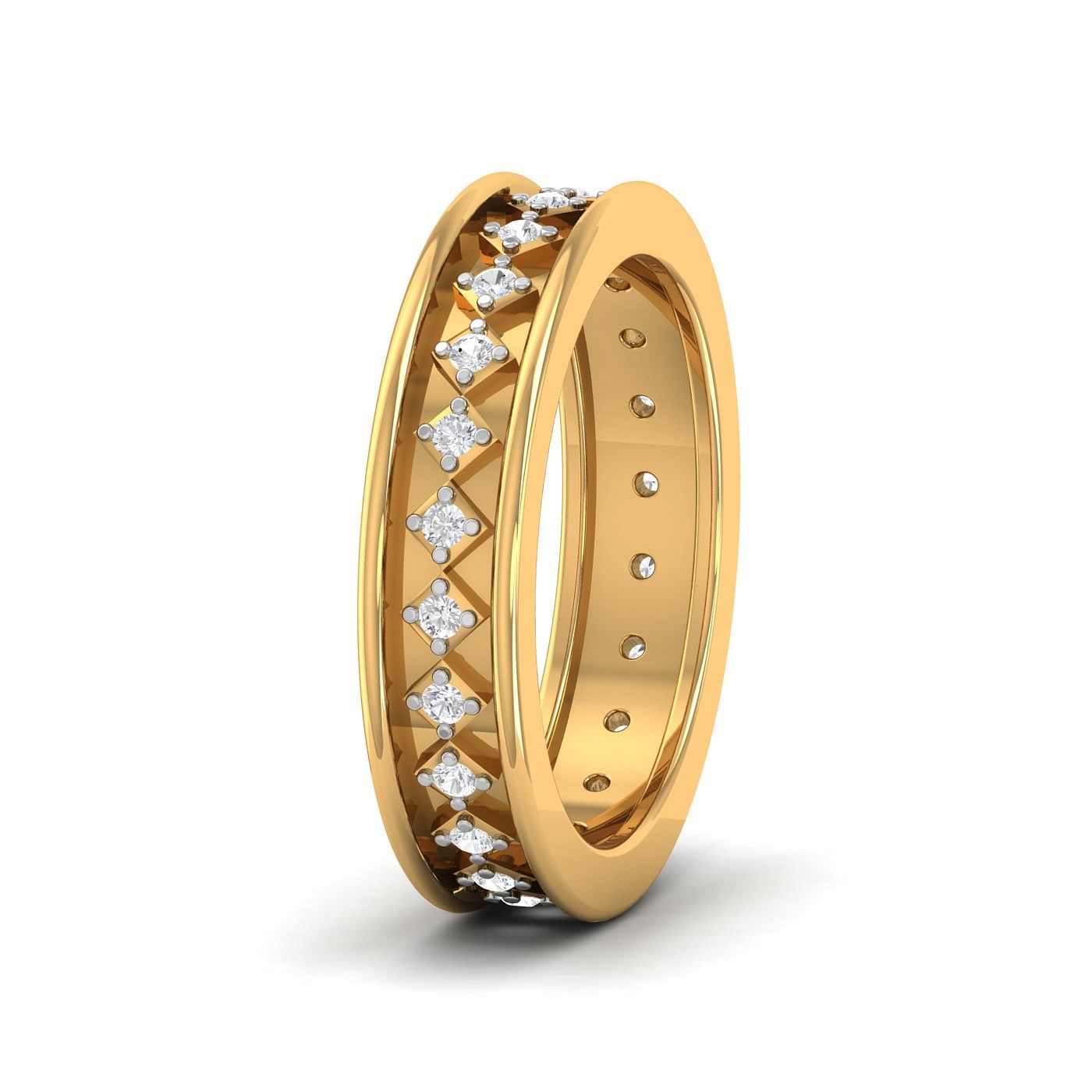 18k yellow gold couple band | Square Diamond Band For Couple