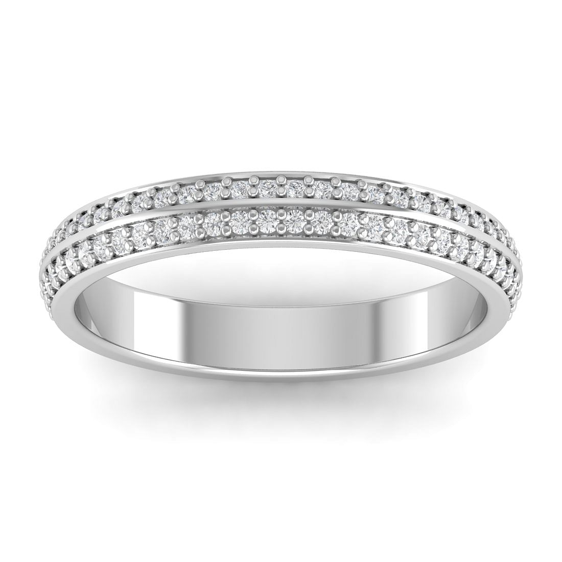Double Diamond White Gold Wedding Ring Band For Women