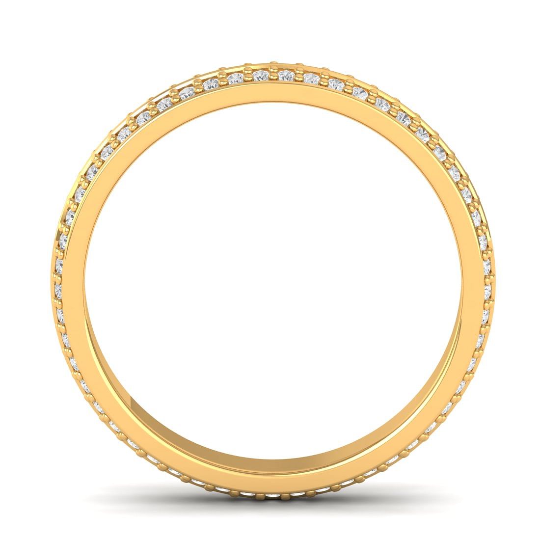 Double Diamond Yellow Gold Wedding Ring Band For Women