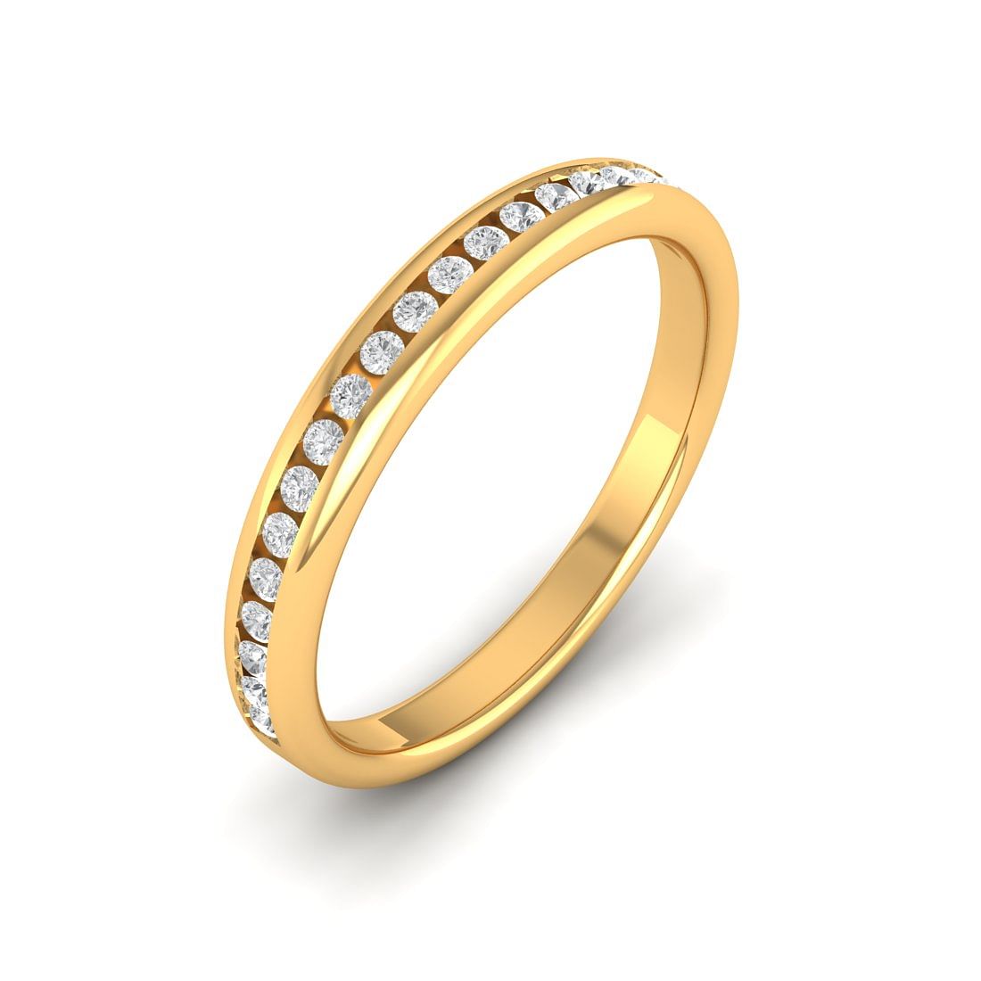 Round Diamond Yellow Gold Wedding Ring Band