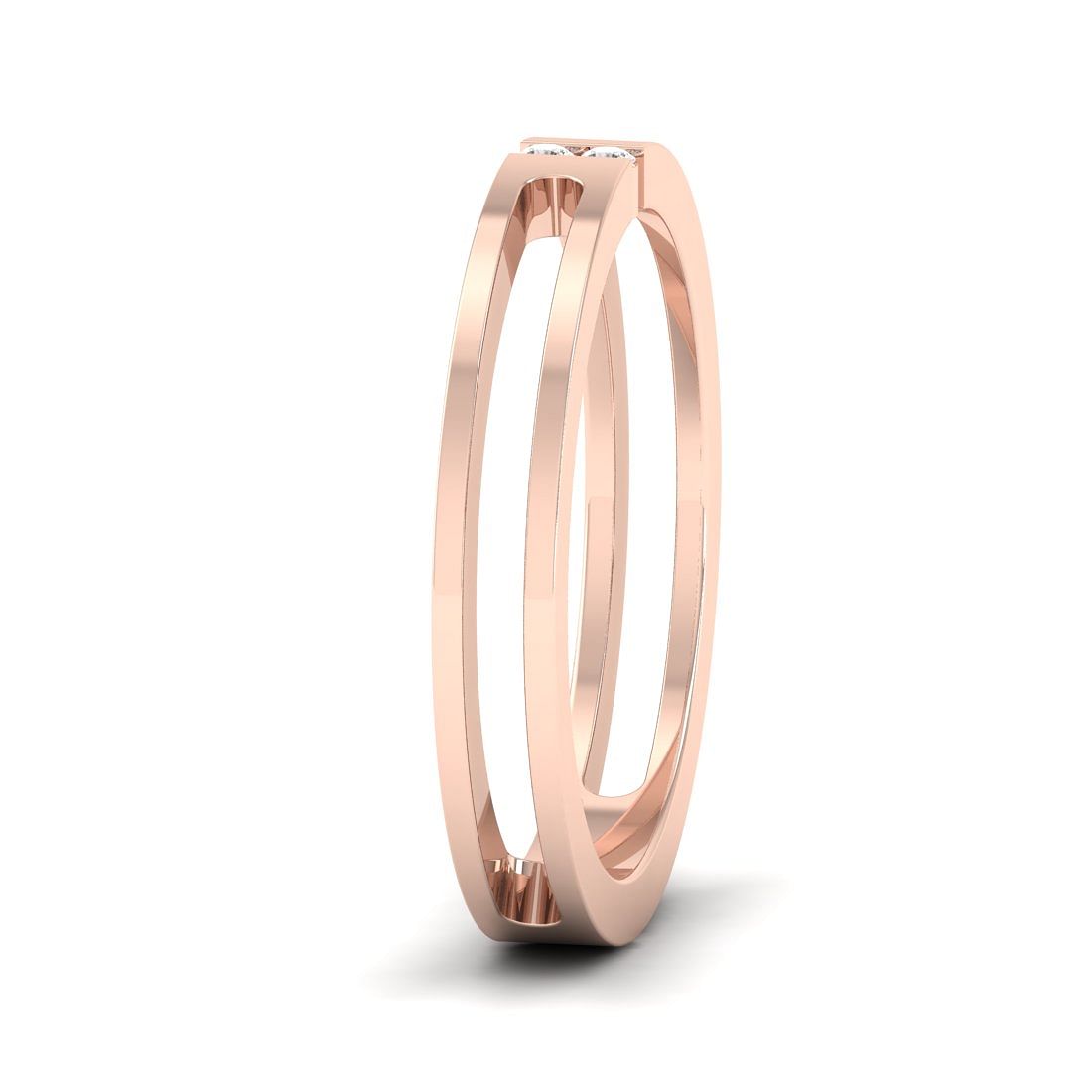 Double Layer Rose Gold Diamond Ring For Women
