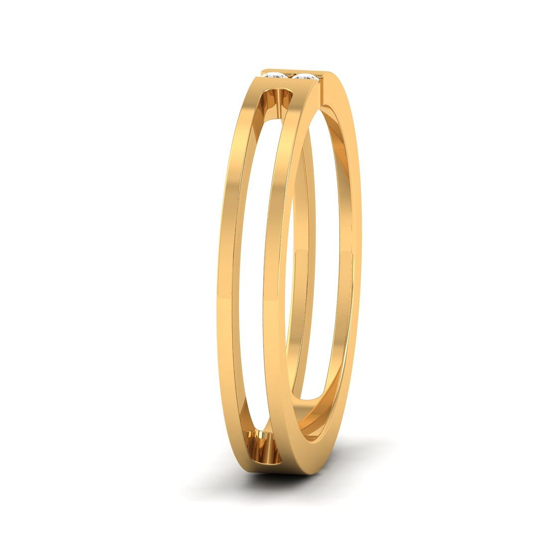 Double Layer Yellow Gold Diamond Ring For Women