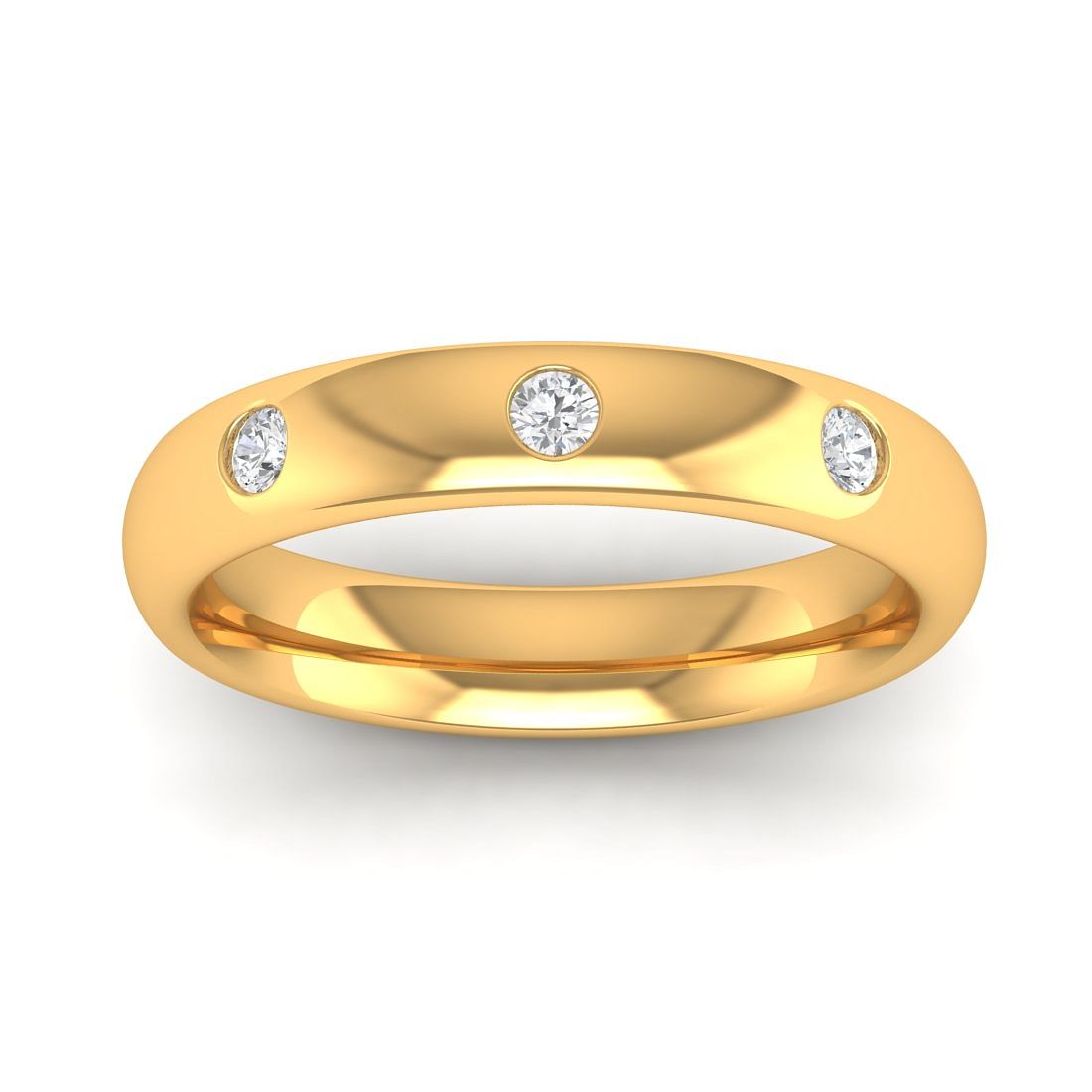 Three Stone Wedding Diamond Yellow Gold Ring