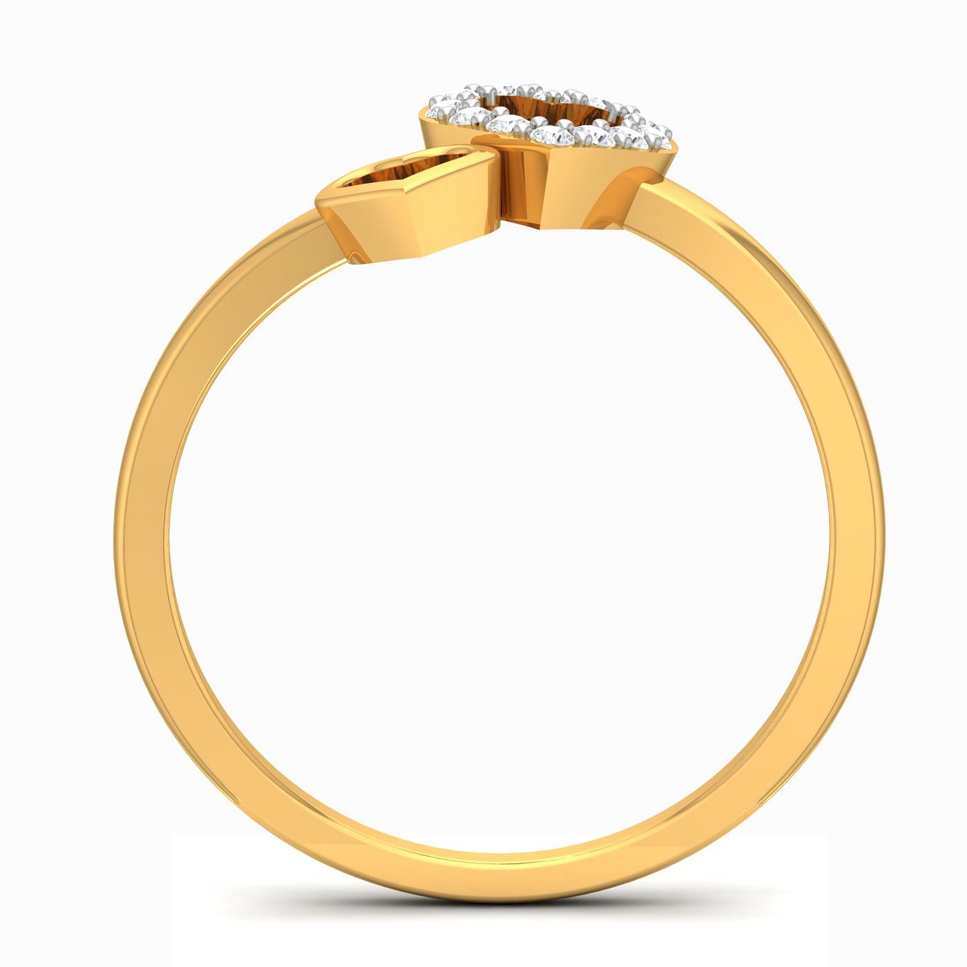 Yellow Gold Dual heart Love Ring Gift For Girlfriend
