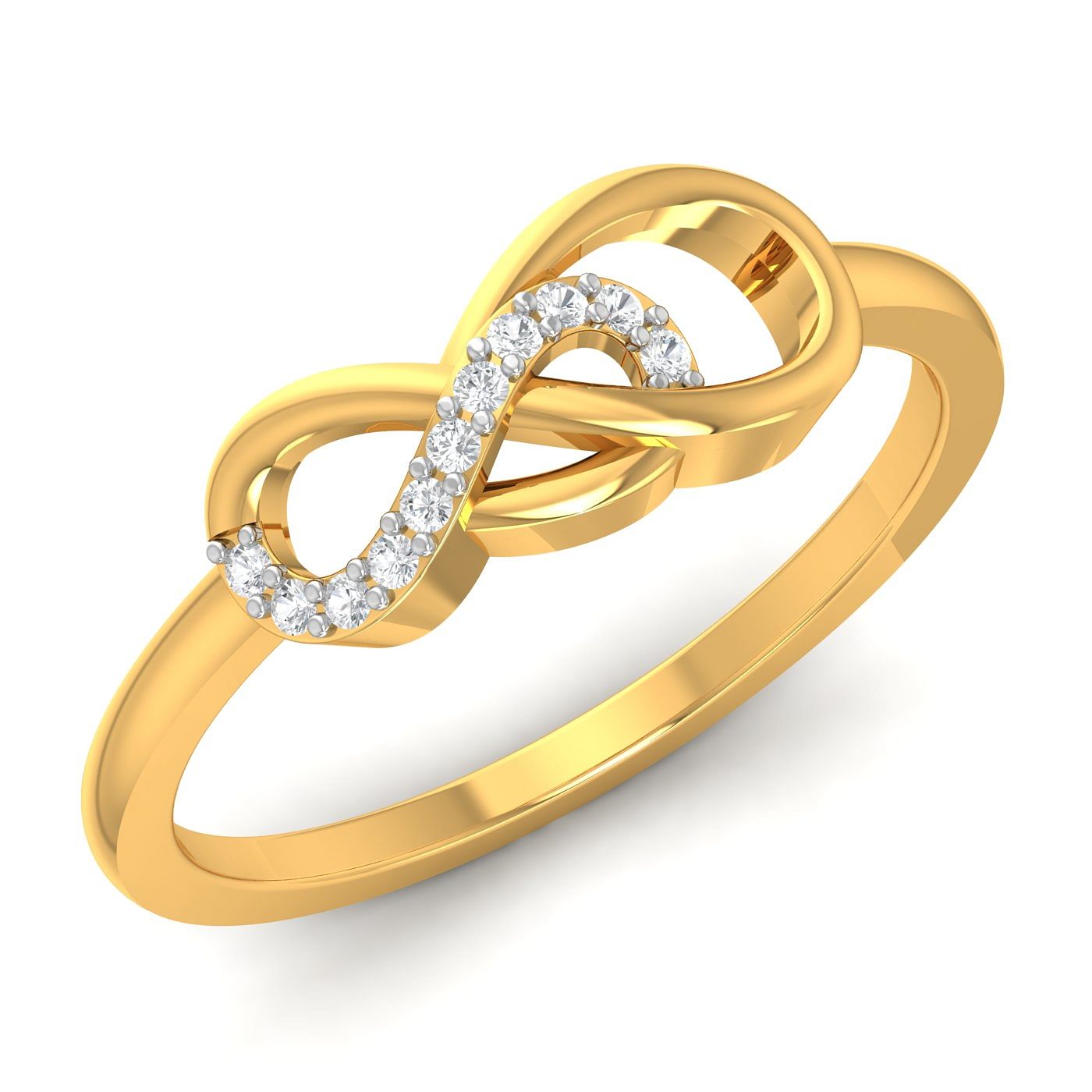 Infinity Crossover Diamond Ring With Yellow Gold For Wife