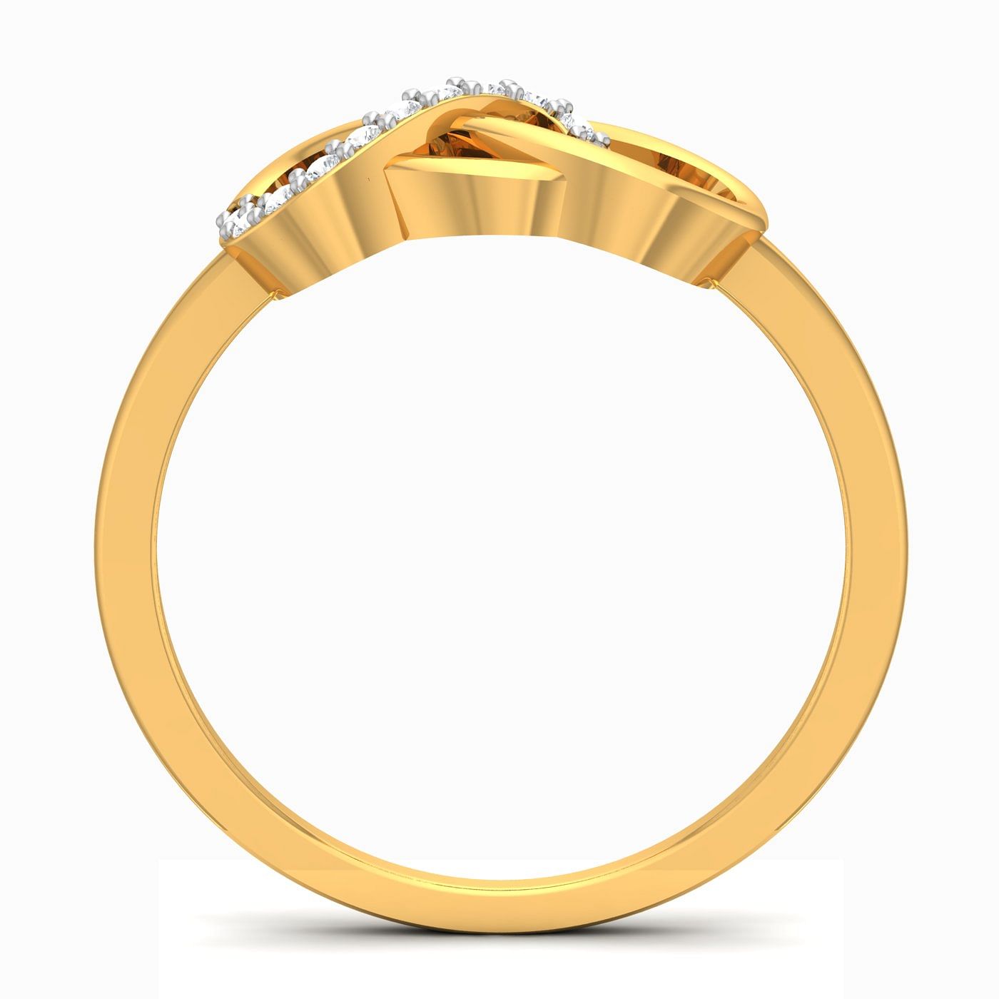 Infinity Crossover Diamond Ring With Yellow Gold For Wife