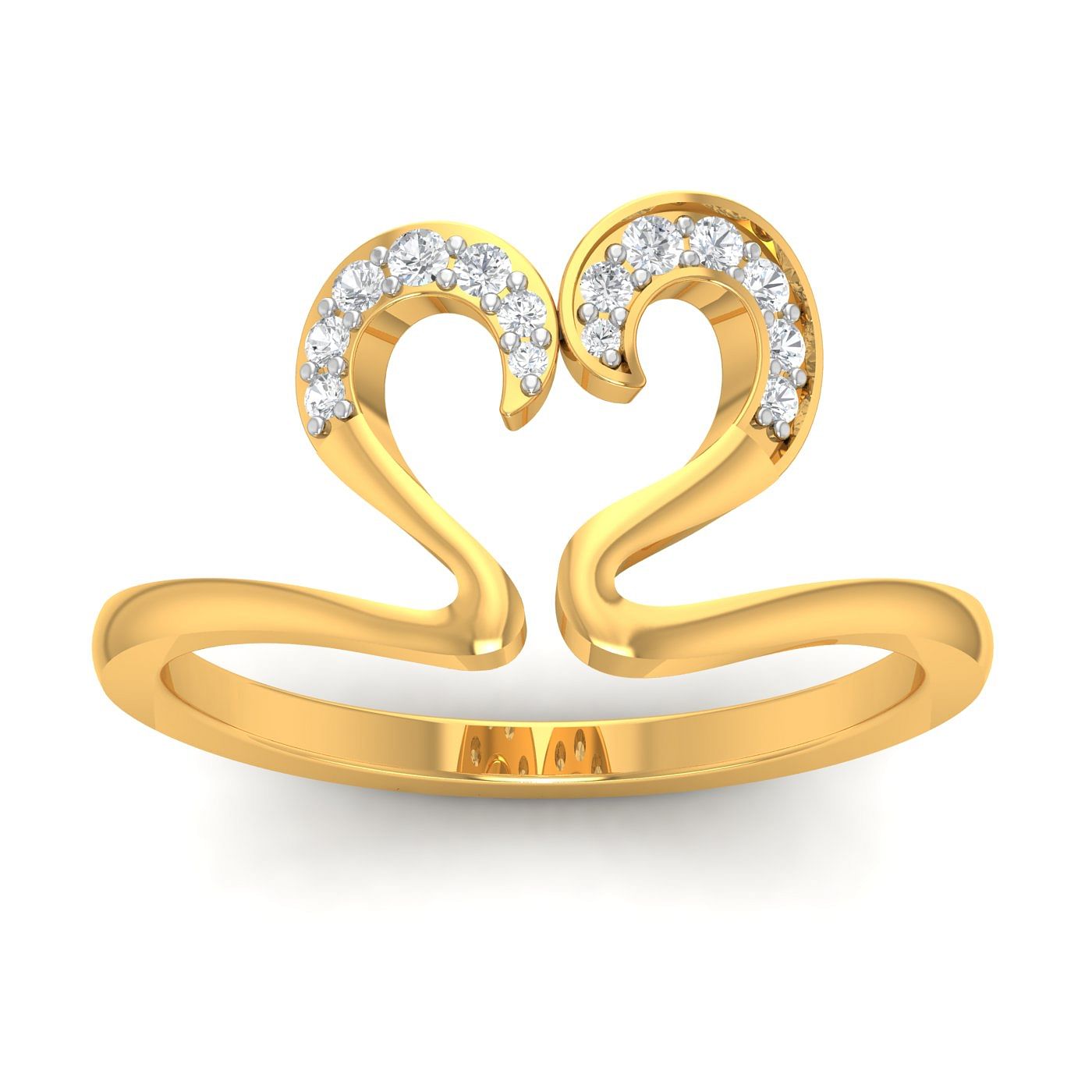 Heart Swan Cuff Diamond Ring Jewellery Ring For Women