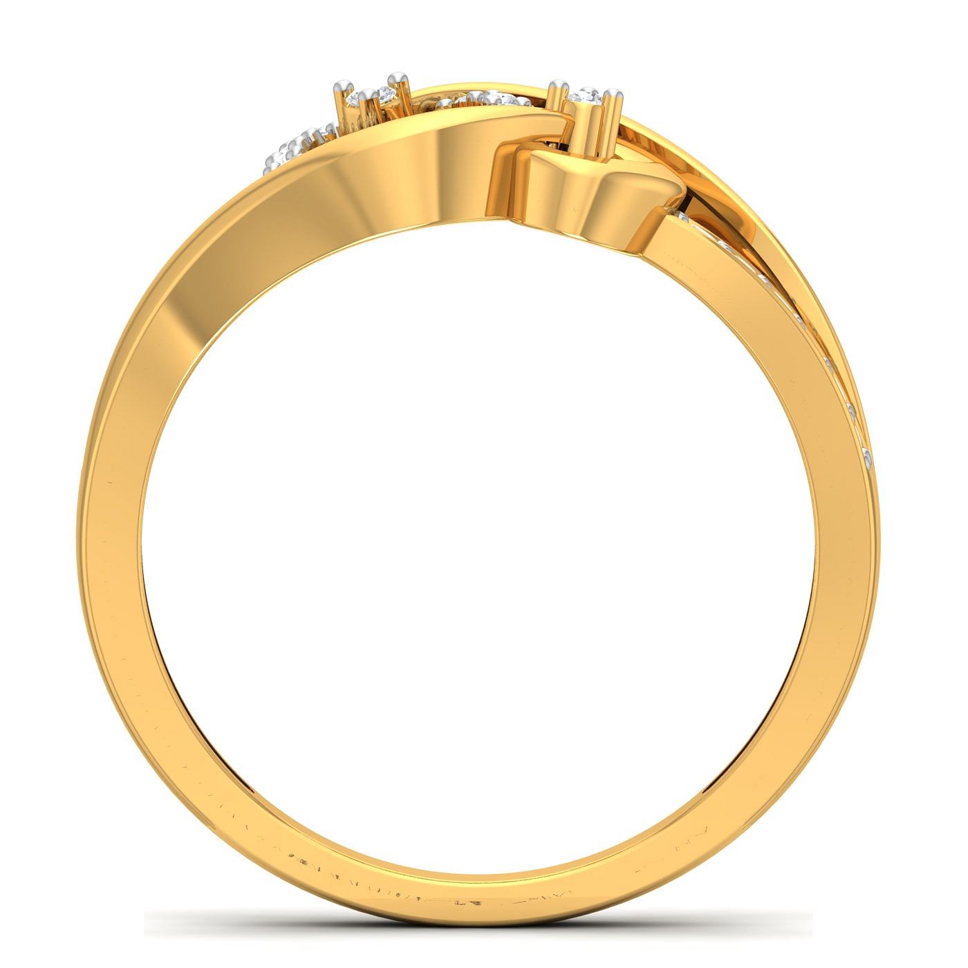 Modern Design 14k Yellow Gold Deep Dual Heart Ring For Her