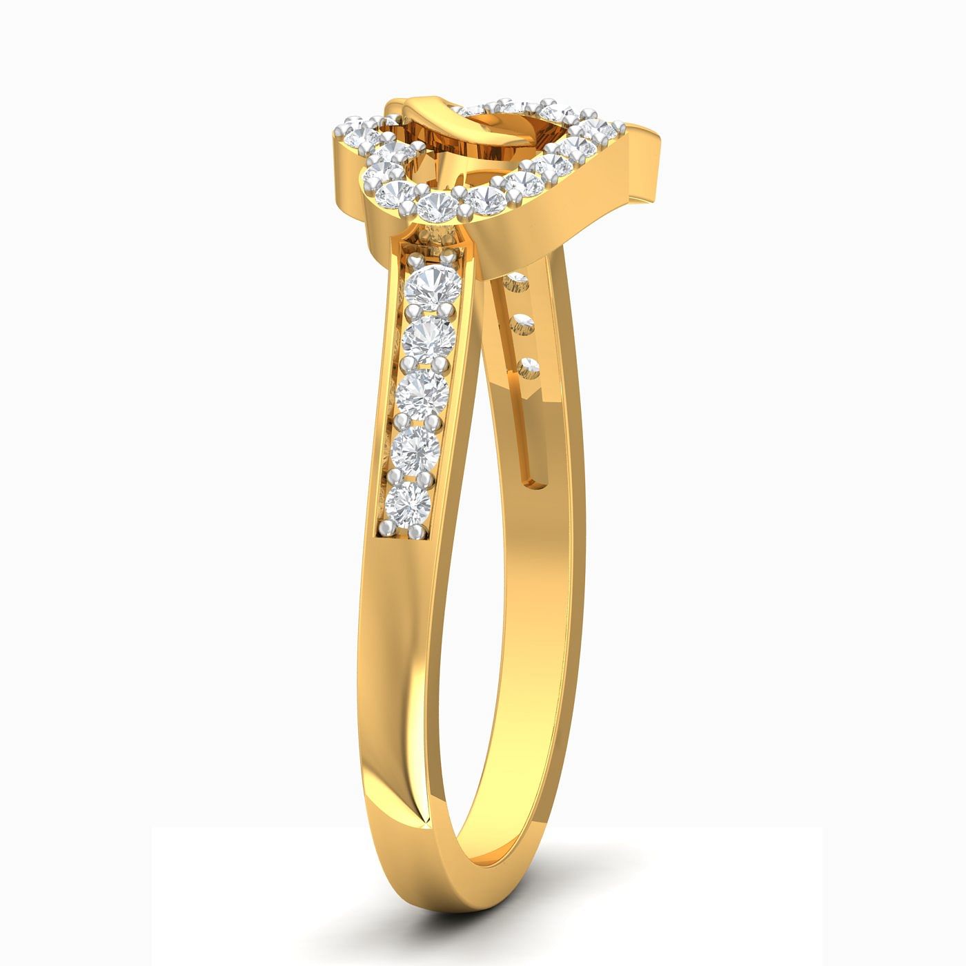 18k Gold Channel Setting Diamond Ring On Wedding Gift