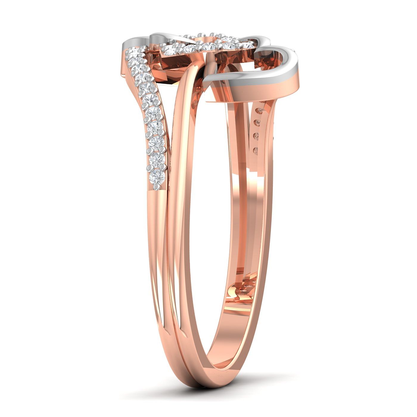 10k Rose Gold Love triangle Wedding Ring For Her