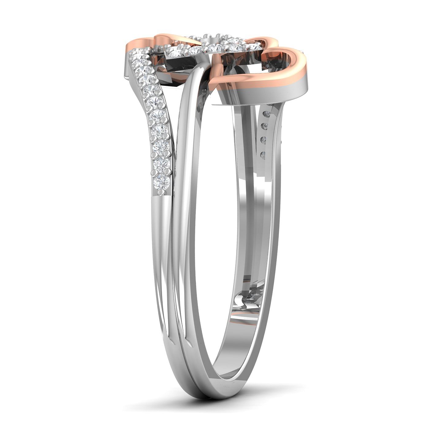 10k White Gold Love triangle Wedding Ring For Her