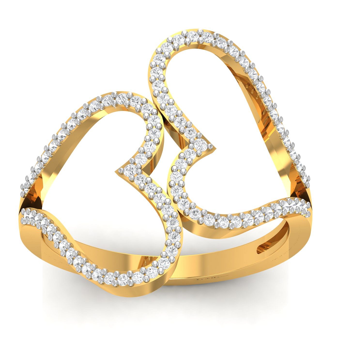 Two Soul Hugs Couple Ring In Pure Yellow Gold For Women