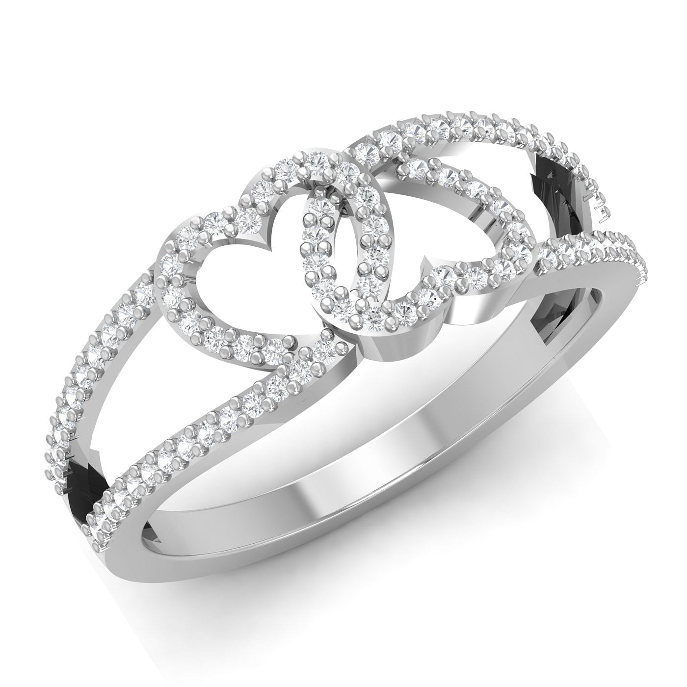 Merge Heart Wedding Ring With White Gold Metal